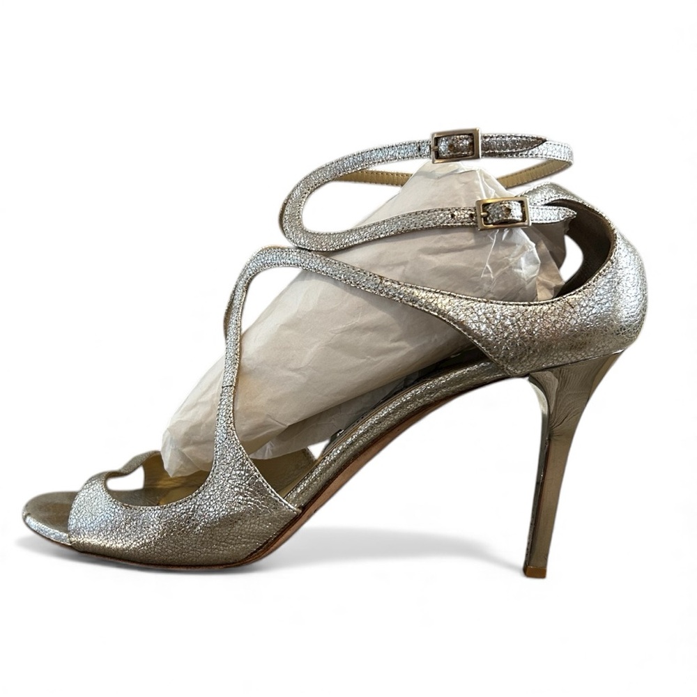 Jimmy Choo Metallic Silver Leather Lang